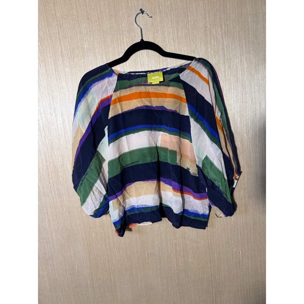 Maeve Anthropologie Silk Blouse Top Multicolor Striped Womens Small‎